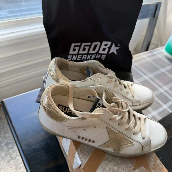 Golden Goose Sneakers Women Size 6 White and Gold - Picture 7 of 8